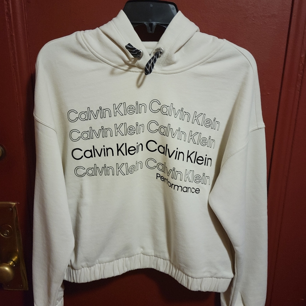 Calvin Klien Performance Off-White Hoodie Top Size Small - Picture 1 of 14